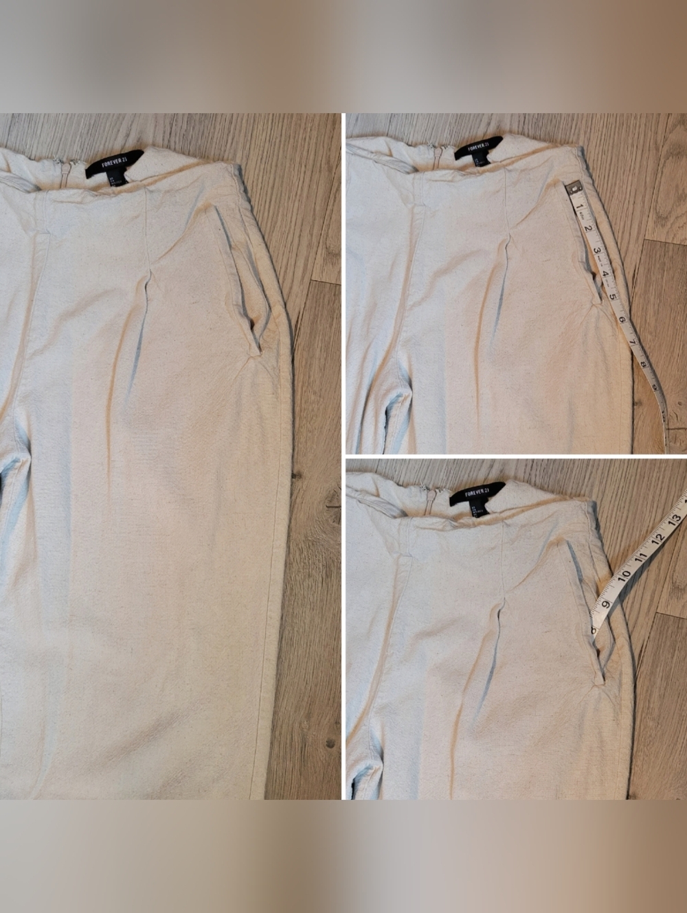 Forever 21 Cream Pleated Wide Leg High-Waist Linen Flax Blend Trouser, Women's S - Picture 8 of 13